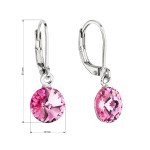 Náušnice bižuterie visací s krystalem Swarovski růžové kulaté 51080.3 rose