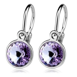 Dětské stříbrné náušnice, Crystals from SWAROVSKI®, barva: Violet