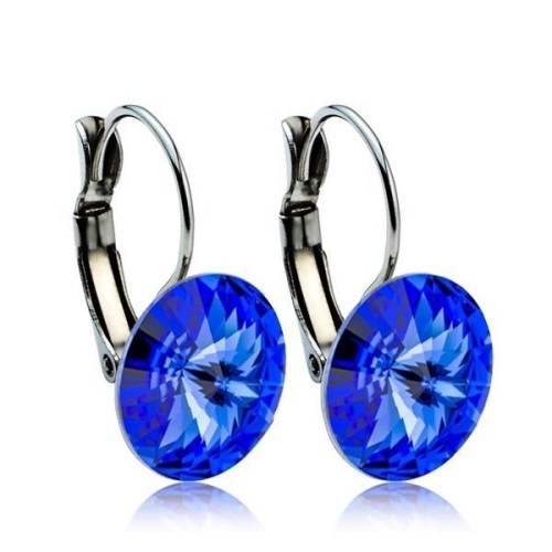 Ocelové náušnice s krystaly Swarovski® 12 mm, SAPPHIRE