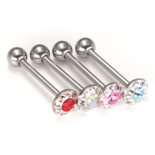 Piercing do jazyku činka s krystalky PPUB207