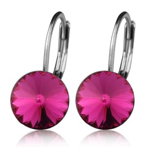 Ocelové náušnice s krystaly Swarovski®, FUCHSIA