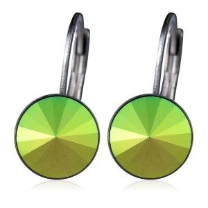 Ocelové náušnice s krystaly Swarovski®, SCARABEUS GREEN