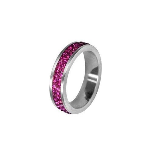 Prsten chirurgická ocel s krystaly Swarovski RSSW02 fuchsia