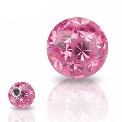 Náhradní kulička s krystaly Swarovski®, 10 mm, závit 1,6 mm, barva ROSE