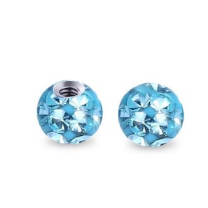 Náhradní kulička s krystaly Swarovski®, 3 mm, závit 1,2 mm, barva tyrkysová