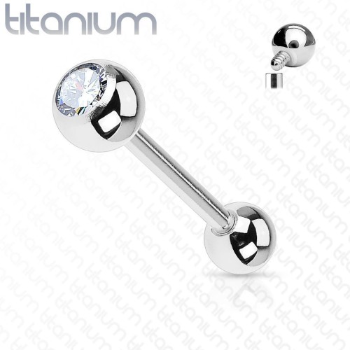 Piercing činka titan zirkon (1,2 x 10 mm, 3 mm kuličky)