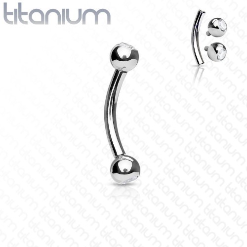 Piercing banánek vnitřní závit, zirkon - TITAN (1,6 x 12 mm)