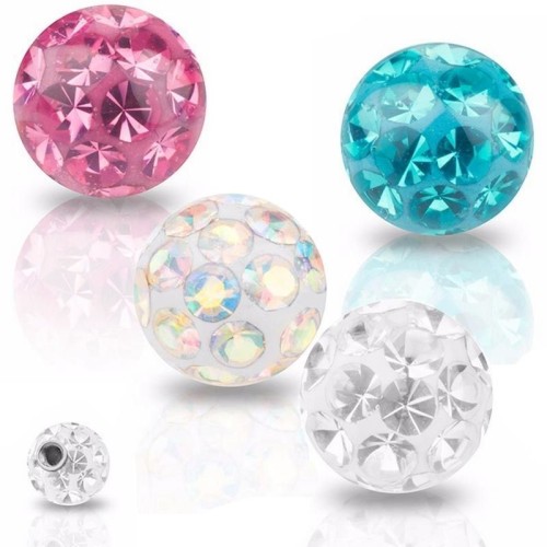 Náhradní kulička s krystaly Swarovski®, 10 mm, závit 1,6 mm (tyrkysová)