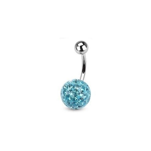 Piercing do pupíku s kamínky Crystals From Swarovski® AQUA (1,6 x 10 mm)