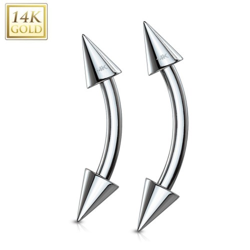 Zlatý piercing do obočí - kónus, Au 585/1000 (0,38 g, 1,2 x 8 mm)