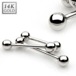 Zlatý piercing do jazyka, tyčka 1,6 mm -  Au 585/1000 (1,6 x 16 mm)