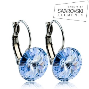 Ocelové náušnice s krystaly Swarovski® 12 mm, LIGHT SAPPHIRE