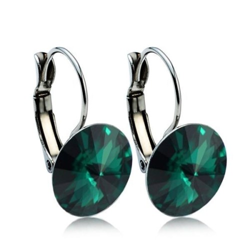 Ocelové náušnice s krystaly Swarovski® 12 mm, EMERALD