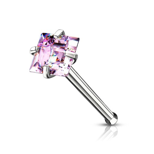 Piercing do nosu čtvereček (růžová)