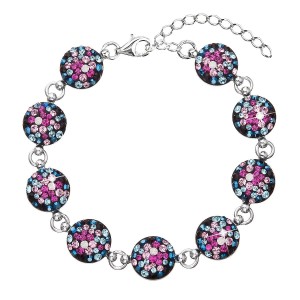 Stříbrný náramek se Swarovski krystaly mix barev 33048.4 galaxy