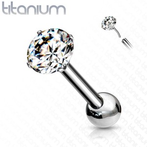 Cartilage piercing do ucha TITAN, 1,2 x 6mm zirkon 3 mm