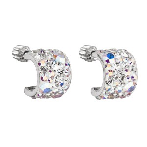 Stříbrné náušnice visací s krystaly Swarovski půlkruh 31280.2 ab