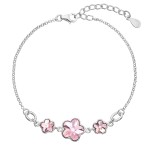 Stříbrný náramek se Swarovski krystaly růžová kytička 33112.3 light rose