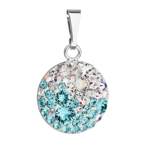 Stříbrný přívěsek s krystaly Swarovski modrý kulatý 34225.3 light turquoise