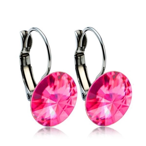 Ocelové náušnice s krystaly Swarovski® 12 mm, ROSE