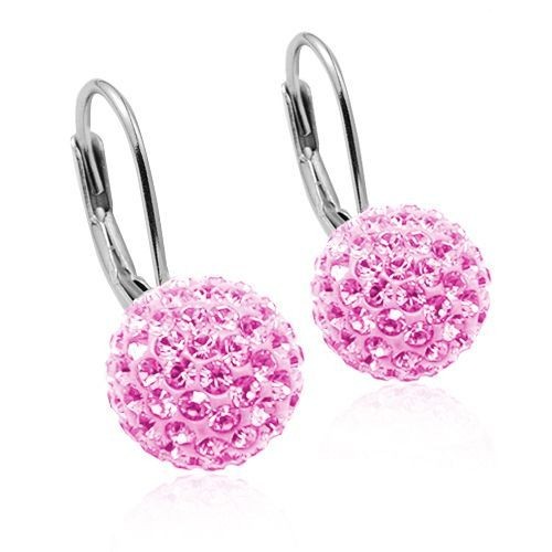 Stříbrné náušnice koule 8 mm s krystaly Crystals from Swarovski® Light Rose