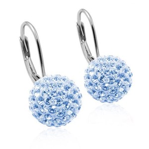 Stříbrné náušnice koule 8 mm s krystaly Crystals from Swarovski® Light Blue