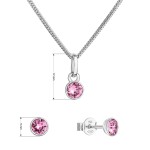 Sada šperků s krystaly Swarovski náušnice, řetízek a přívěsek růžové 39177.3 rose