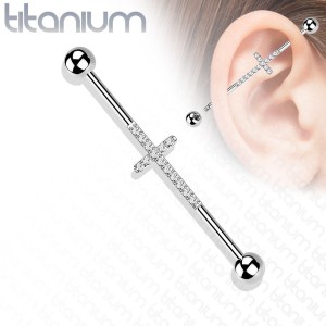 Industrial piercing TITAN - kříž