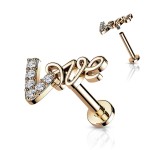 Zlacený piercing do brady Love (1,2 x 6 mm)