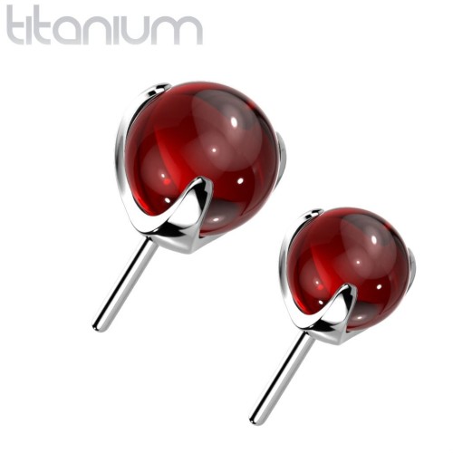 Kamínek k PUSH IN piercingu TITAN, červený kamínek (3 mm)