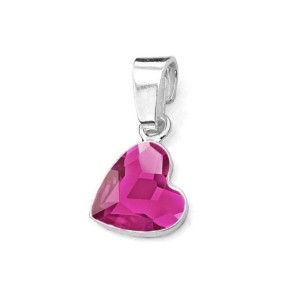 Stříbrný přívěsek se srdcem Crystals from Swarovski® Fuchsia