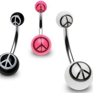 Piercing do pupíku s akrylátovými kuličkami peace