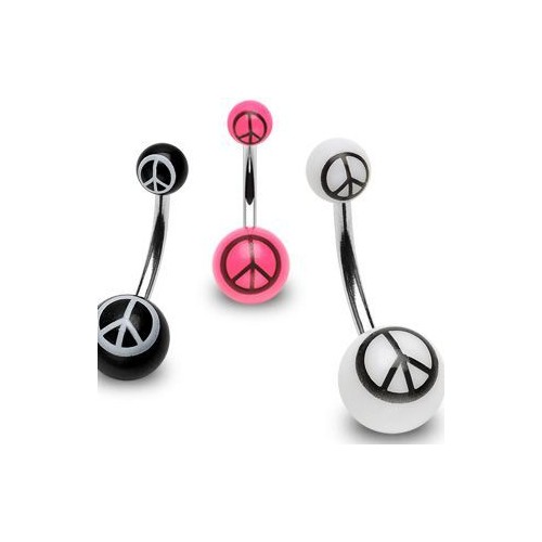 Piercing do pupíku s akrylátovými kuličkami peace