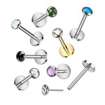 PUSH IN piercing do brady / ucha TITAN 1,0 x 8 mm, bílý opál