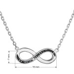 Stříbrný náhrdelník s krystaly Swarovski černé infinity,osmička-nekonečno 32023.5