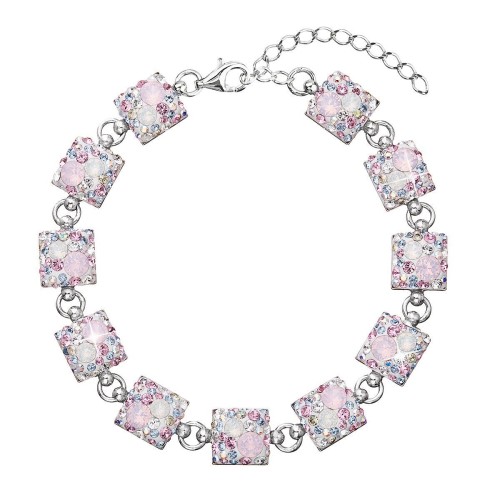 Stříbrný náramek se Swarovski krystaly růžový 33047.3