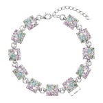 Stříbrný náramek se Swarovski krystaly mix barev 33047.3 sakura