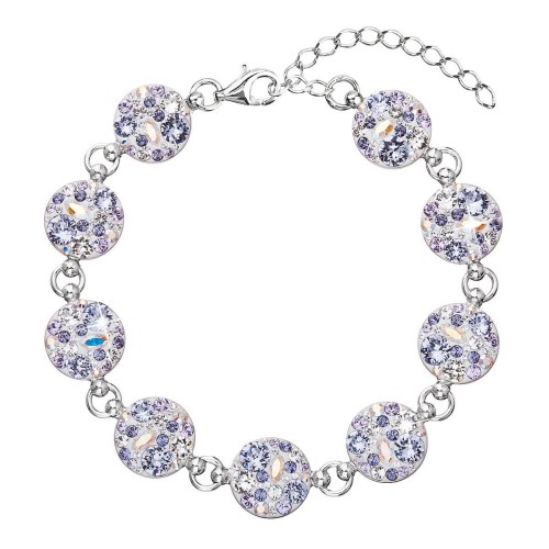 Stříbrný náramek se Swarovski krystaly fialový 33048.3