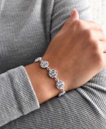 Stříbrný náramek se Swarovski krystaly fialový 33048.3