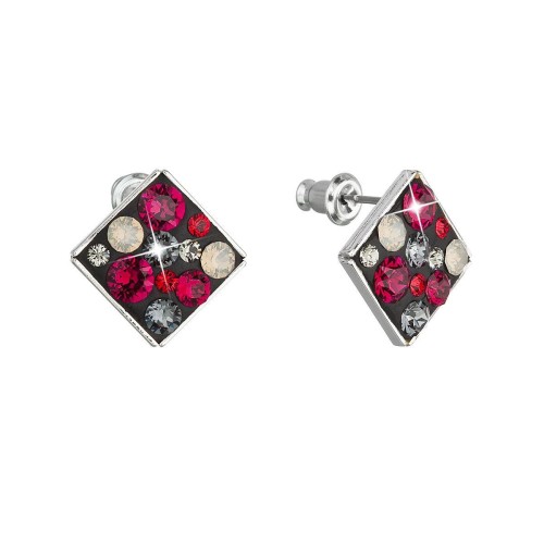 Náušnice bižuterie se Swarovski krystaly červené kosočtverec 51032.3 ruby