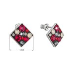 Náušnice bižuterie se Swarovski krystaly červené kosočtverec 51032.3 ruby