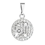 Stříbrný přívěsek s krystaly Swarovski bílý kulatý 34225.1