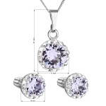 Sada šperků s krystaly Swarovski náušnice, řetízek a přívěsek fialové kulaté 39352.3 violet