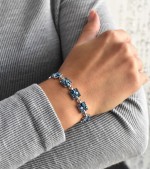 Stříbrný náramek se Swarovski krystaly modrý 33047.3 blue style