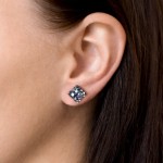 Stříbrné náušnice pecka s krystaly Swarovski modrý kosočtverec 31169.3 blue style