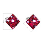 Stříbrné náušnice pecka s krystaly Swarovski červený kosočtverec 31169.3 cherry