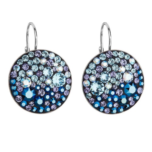 Stříbrné náušnice visací s krystaly Swarovski modré kulaté 31161.3 blue style