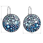 Stříbrné náušnice visací s krystaly Swarovski modré kulaté 31161.3 blue style