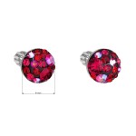 Stříbrné náušnice pecka s krystaly Swarovski červené kulaté 31336.3 cherry