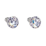 Stříbrné náušnice pecka s krystaly Swarovski fialové kulaté 31336.3 violet